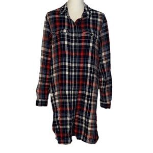 Universal Thread Plaid Shirt Dress - Red, Blue, White size Large 100% cotton
